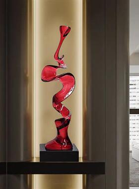 现代抽象玄关摆件客厅电视柜桌面高级感透明树脂雕塑软装饰工艺品