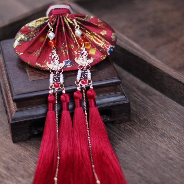 凝香記 龍鳳合鳴中式婚禮織金結(jié)發(fā)紅色荷包香囊手工古法隨身香包