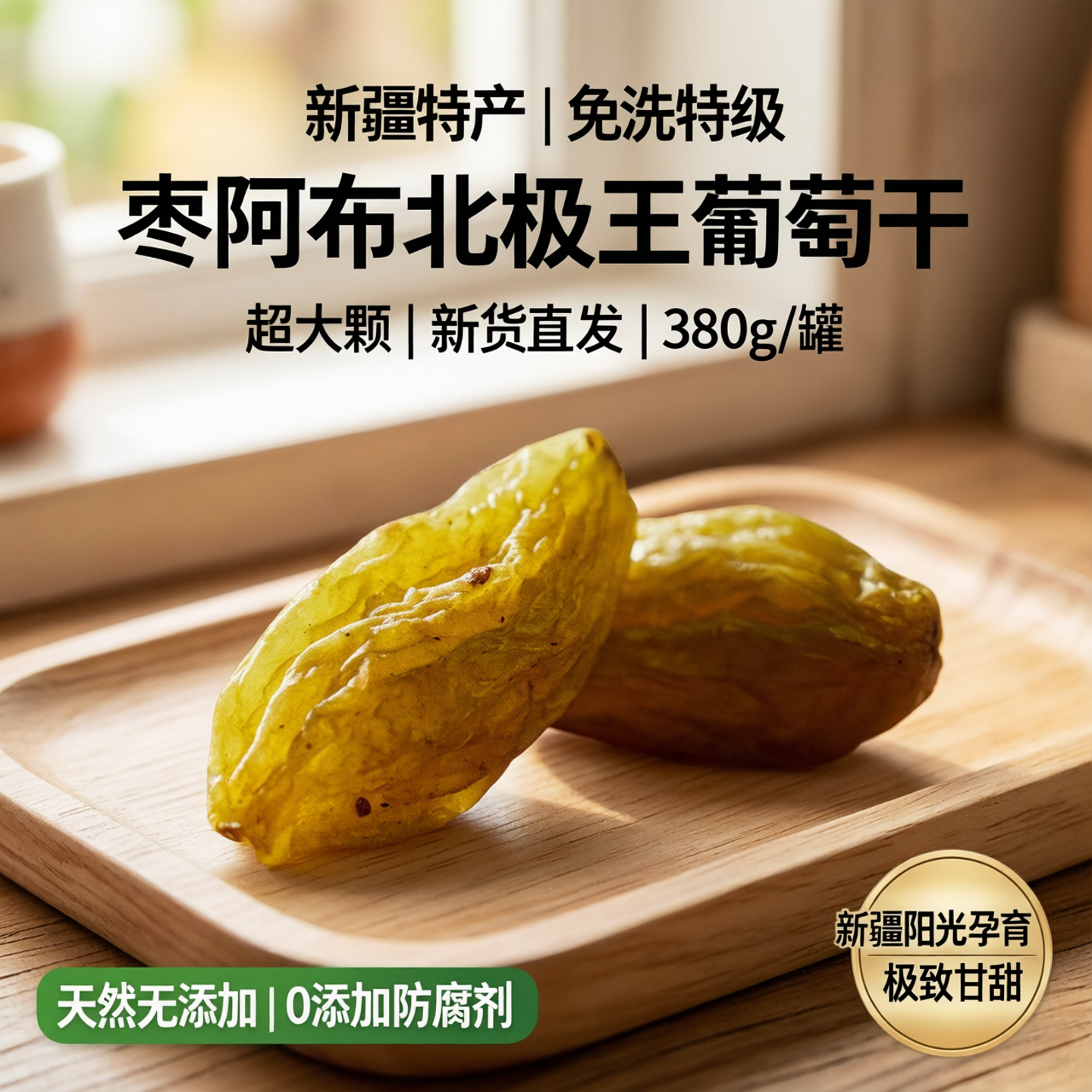 枣阿布北极王葡萄干380g/罐新疆特产免洗葡萄干特级超大颗新货