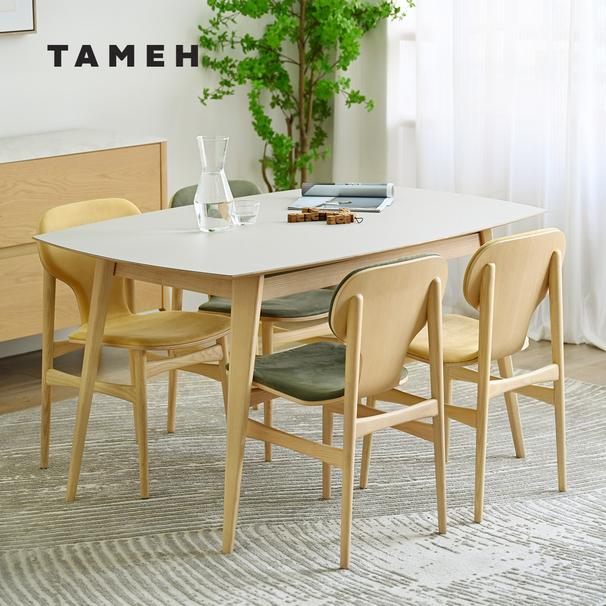 TAMEH原创设计白蜡木餐桌现代简约小户型长方形北欧整装实木椅子