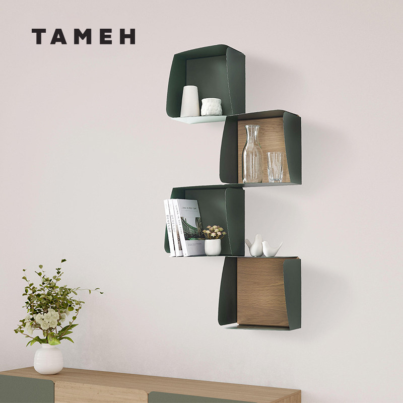 TAMEH创意方形客厅墙上铁艺置物架装饰北欧设计组合收纳搁板架子