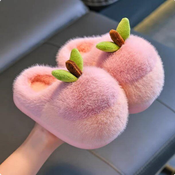 2025年新款儿童棉拖鞋男女童室内保暖防滑厚底加绒中大童毛毛拖鞋