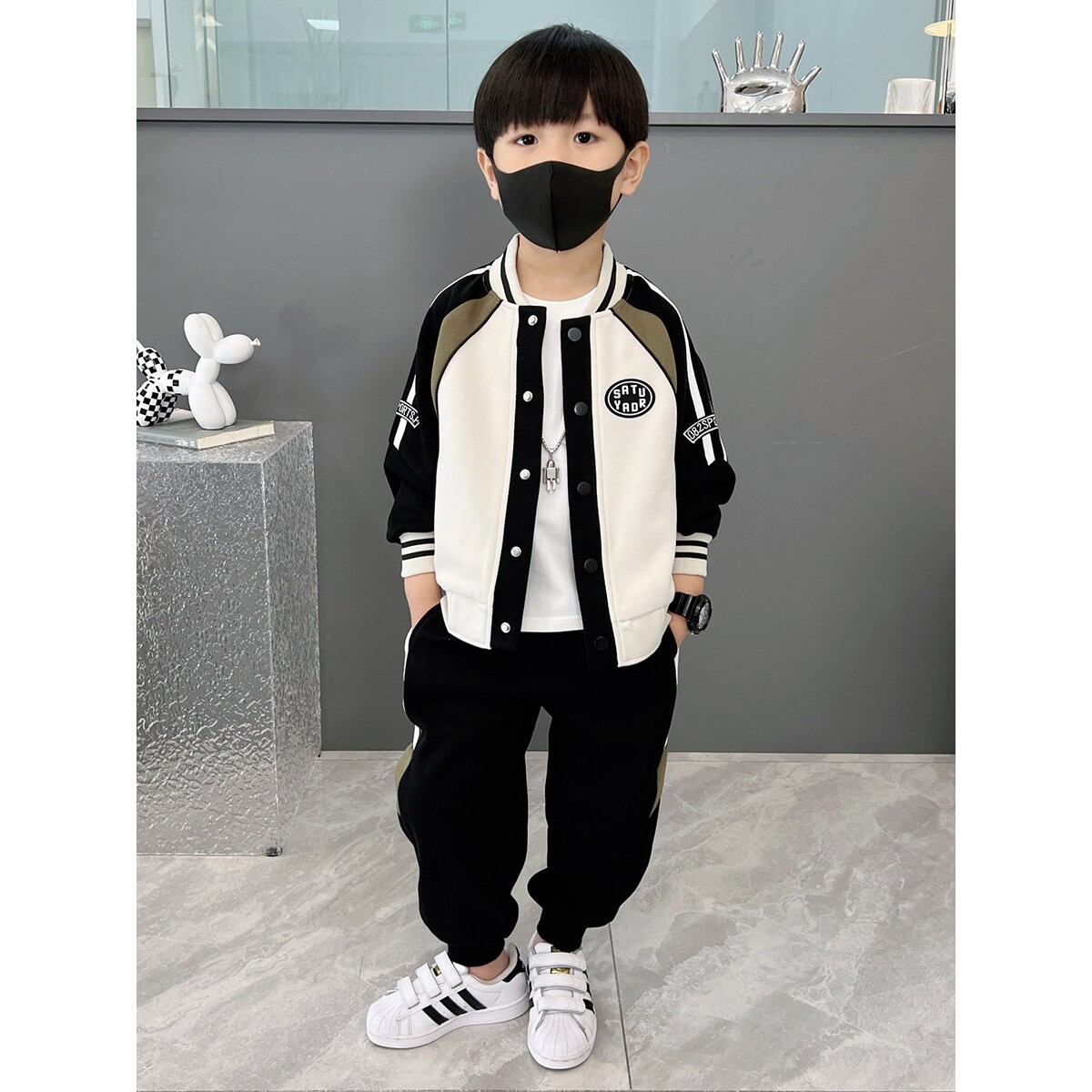 全棉纯棉男童秋季休闲运动套装2026新款春秋儿童中小童棒球服外套