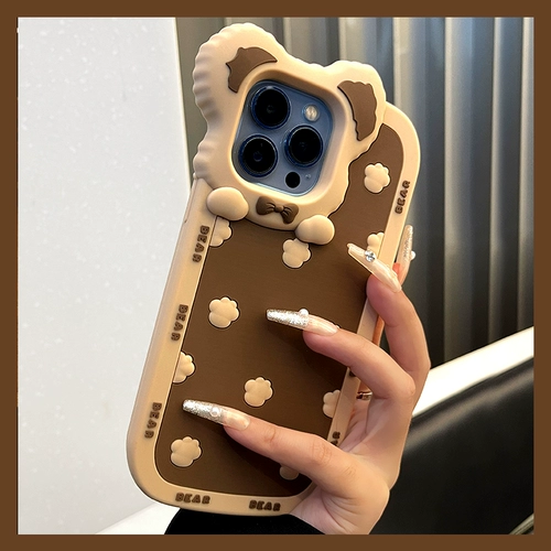 Apple, iPhone 14, чехол для телефона, силиконовый iPhone13 Pro, трехмерная мультяшная брендовая защитная сумка, 14promax, 15plus, с медвежатами, iphone, защита при падении, изысканный стиль