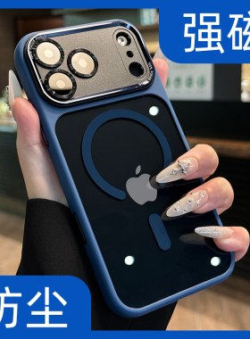 高端金属镜头新款17手机壳适用iphone17pro新品16promax透明磁吸苹果15p全包防摔14plus情侣13女款12深蓝色11