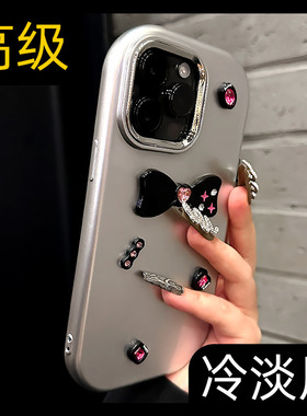 17小众ins纯色立体爱心蝴蝶结适用苹果14promax手机壳iPhone13新款12pro软胶ip15全包11防摔气质女高级感16pm