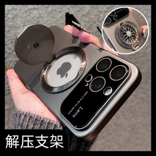 17旋转陀螺支架磁吸ip适用苹果16手机壳iPhone15promax新款 14大视窗13磨砂12全包防摔11创意pro男女plus套max