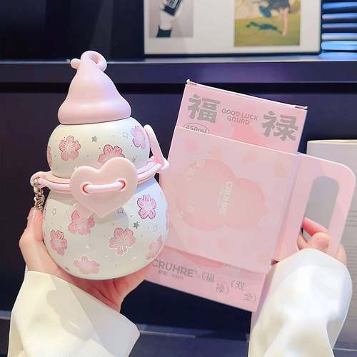 葫芦保温杯2025新款高颜值便携车载水杯女生大容量不锈钢吸管杯子