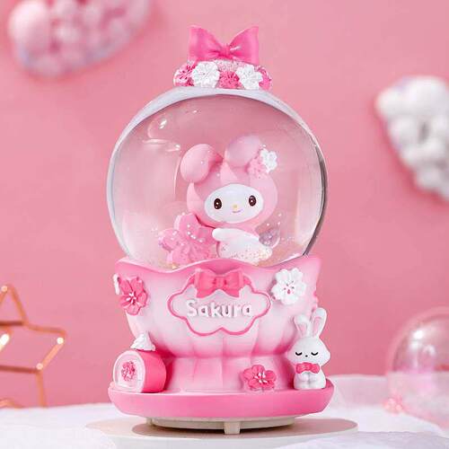 卡通可爱兔水晶球音乐盒创意潮玩公仔八音盒少女心儿童礼物礼品