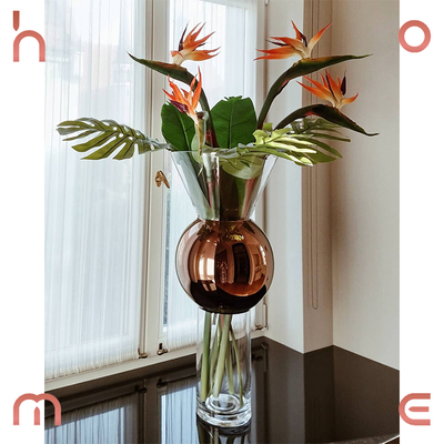 TomDixon手绘红铜玻璃落地大花