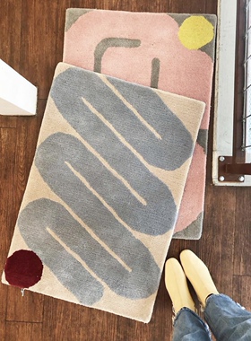 现货 美国Slowdown毛絨抽象羊毛挂毯/小地毯/进门地垫门垫脚垫