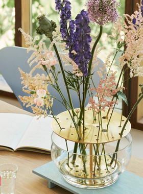 现货 丹麦进口Fritz Hansen IKEBANA黄铜玻璃花道花瓶 装饰摆件q