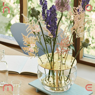 现货 丹麦进口Fritz Hansen IKEBANA黄铜玻璃花道花瓶 装饰摆件q