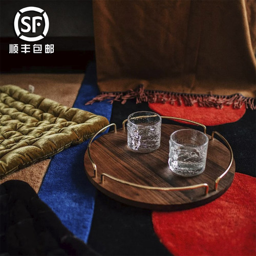 ho+me现货 丹麦AYTM VITTA质感胡桃木黄铜手柄托盘/水果盘/餐盘