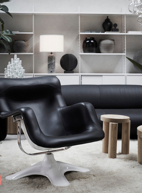 现货 芬兰进口Artek Karuselli Lounge Chair 皮革休闲椅躺椅q