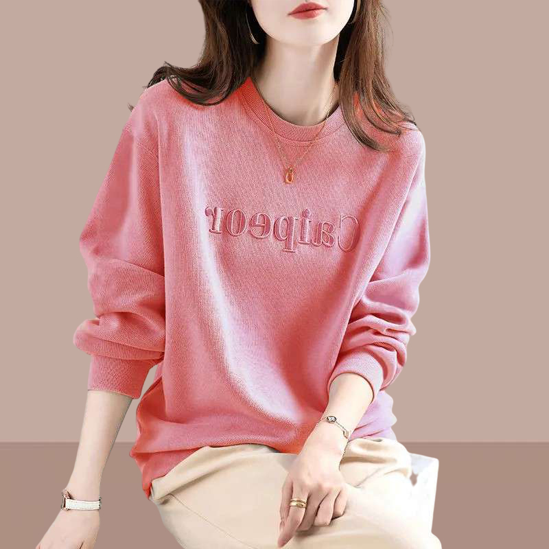 韩版百搭小众字母刺绣卫衣女士2025秋季新款时尚宽松长袖休闲上衣