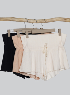 成人舞蹈裤女夏季新款芭蕾舞抽绳系带短裤高腰翻边两穿基训三分裤