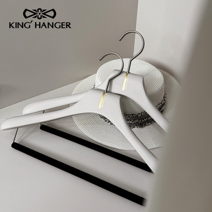 金领结高端实木衣架高档西服大衣衣挂轻奢高级衣柜衣帽间白色衣撑