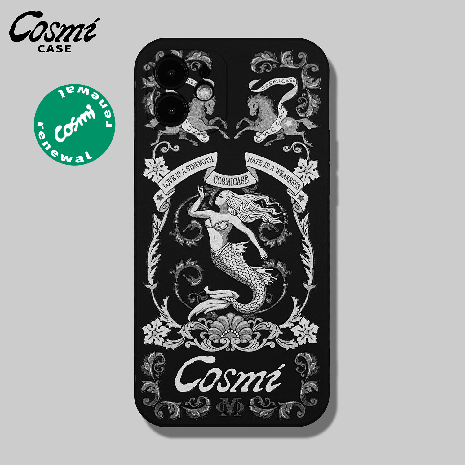 原创复古人鱼图案手机壳