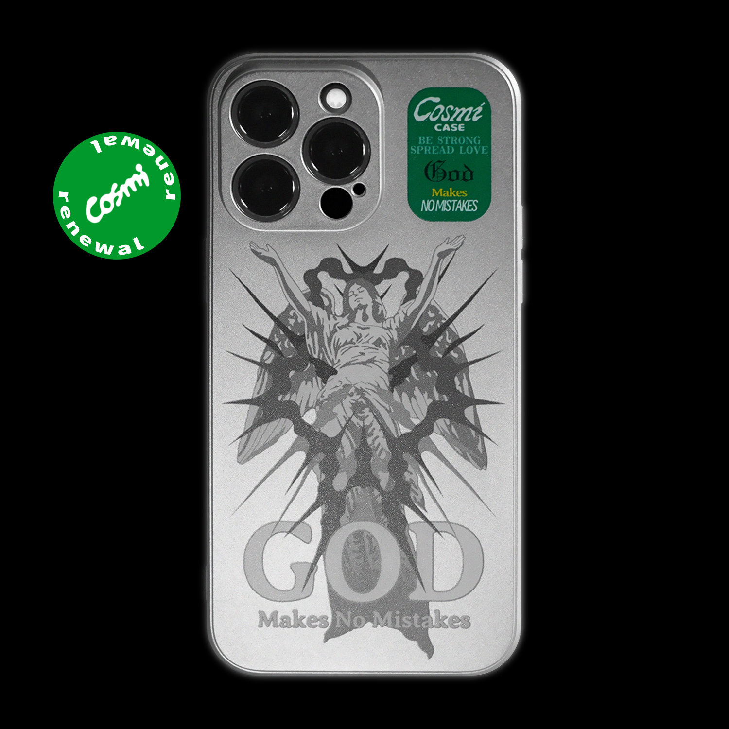 原创幸运之神电镀银色手机壳