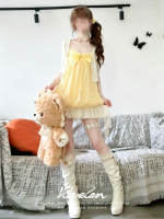 Dopamine yellow flower bud halter dress is a super popular and youthful petite outfit for women in summer 2026 thumbnail 6