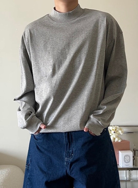 Double99日系韩风万年百搭神器气质小高领宽松套头休闲长袖T恤