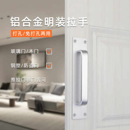 新柏克两用免打孔拉手玻璃门把手