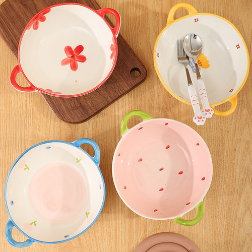 萌格调陶瓷大碗双耳碗