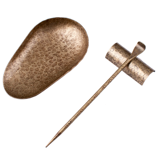 班意铜茶则三件套手工锻打赏茶荷茶勺茶铲黄铜茶道配件功夫茶具