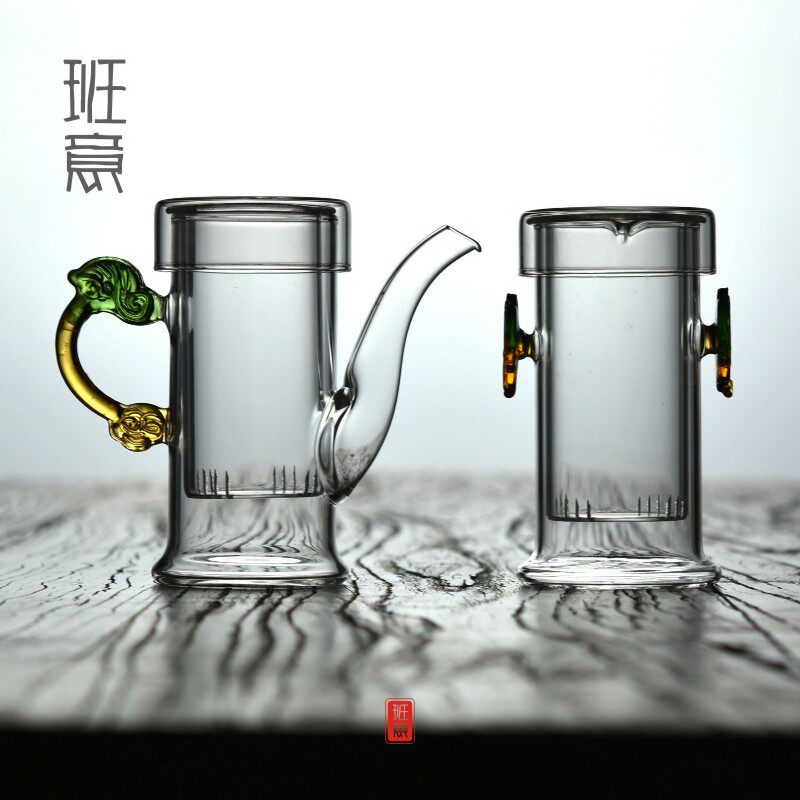 班意耐热玻璃红茶泡茶器过虑双耳杯花茶壶冲茶器陶瓷功夫茶具套装