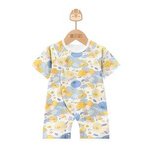 婴儿短袖连体衣夏季薄款网眼透气空调服宝宝睡衣夏天哈衣爬服夏装