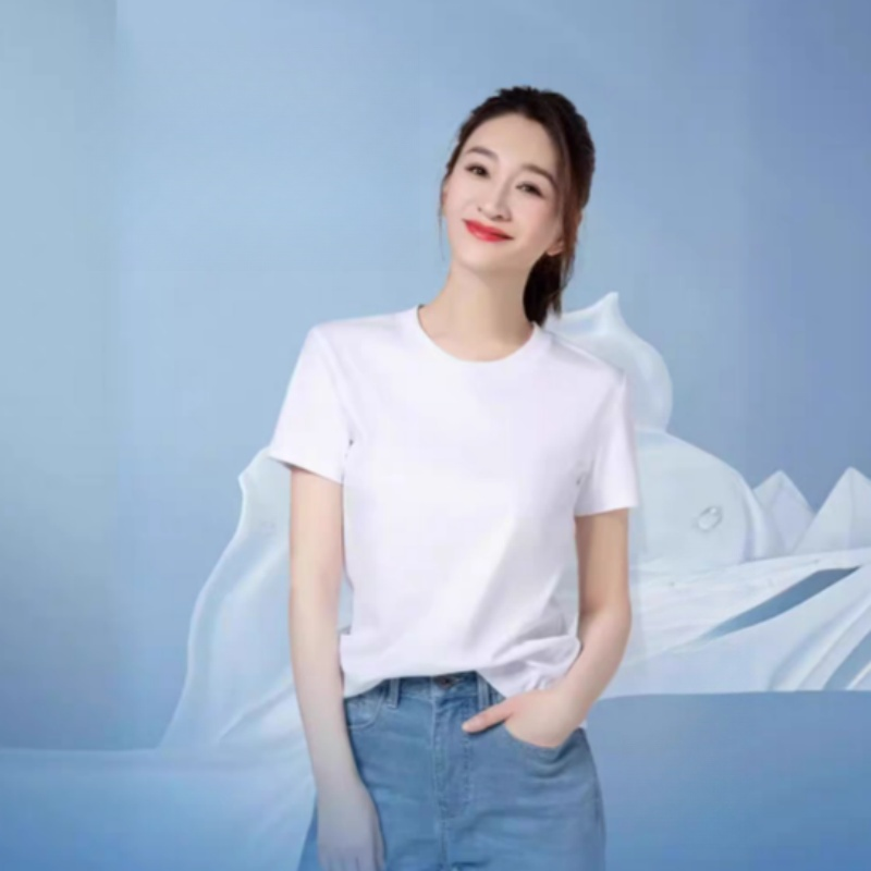 李小冉同款白色小t男士短袖t恤2025新款女款款爆款三防情侣款体恤