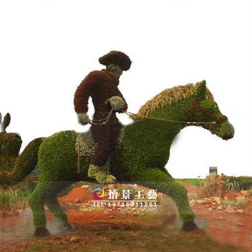 仿真西部牛仔雕塑玻璃钢绿植造型雕塑人物骑马雕塑园林美陈