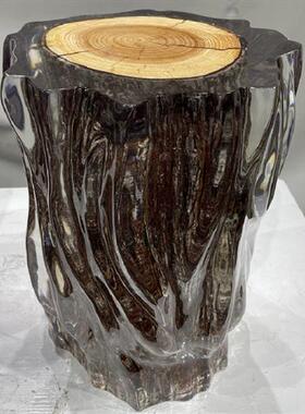 酒店前台透明树脂休闲吧台椅子摆件创意水晶玻璃艺术品凳子雕塑