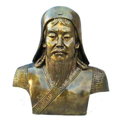玻璃钢人物雕塑草原名人成吉思汗头像玻璃钢仿铜铸铜校园景观摆件