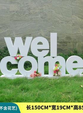 欢迎回家摆件玻璃钢铁艺welcome房地产营销中心小提琴热气球雕塑