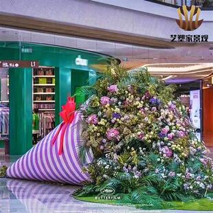 网红花束景观植物绿植五色草雕塑花海公园装饰绿雕仿真绿雕工艺品
