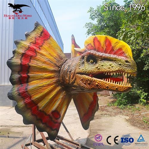 机械电动仿真恐龙双冠龙头模型可动可发声可喷水户外商场引流互动