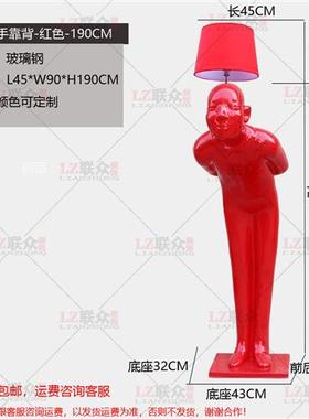 招财玻璃钢鞠躬迎宾人物雕塑商场酒楼餐厅菜馆开业落地灯工艺饰品