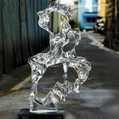 现代新中式透明树脂太湖石桌面摆件办公室家居客厅玄关装饰品