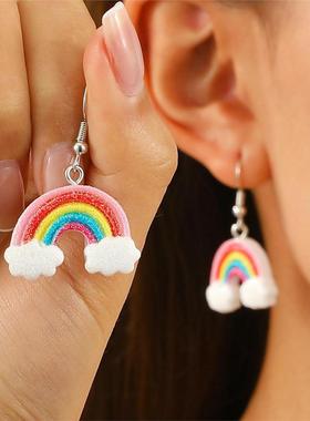Creative New rainbow Earrings Resin Pendant Cloud Earring 饰