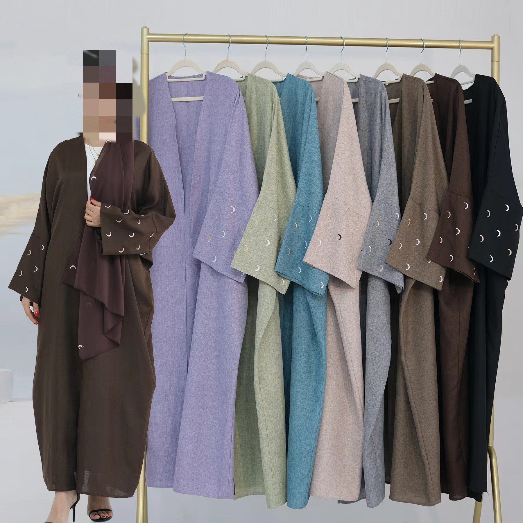 新款刺绣优雅开衫长袍连衣裙Embroidered cardigan dress