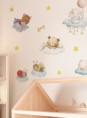 《Fantasy Dream》原创绘本风星星动物可爱治愈儿童墙贴墙面装饰