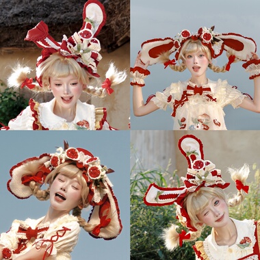 尾款 洛丽塔kc头饰Lolita浮生若梦原创设计蘑菇兔耳朵发带发饰