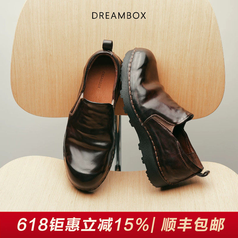 DREAMBOX钧博高档女鞋马臀皮一脚蹬懒人鞋夏季新款舒适透气乐福鞋