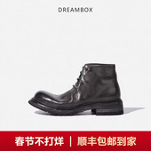 dreambox钧博vibram防滑耐磨沙漠靴女粗跟厚底高端固特异马丁靴