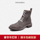 DREAMBOX钧博vibram高档缩纹马臀皮马丁靴时尚 气质高帮女士皮靴