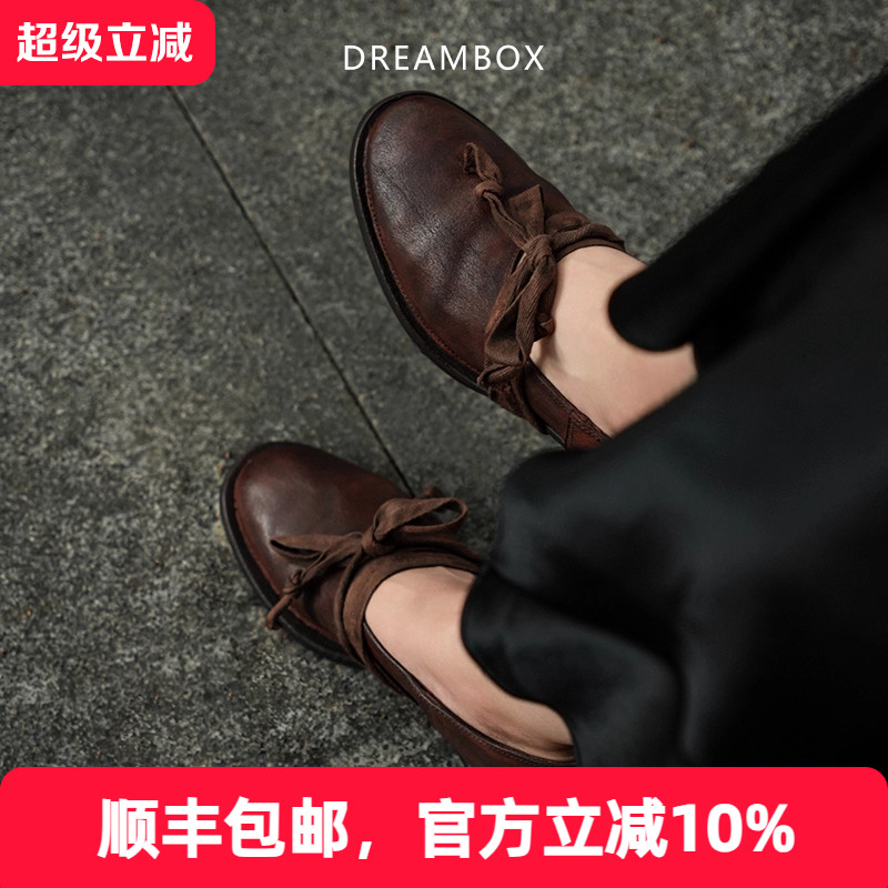 时尚轻奢个性绑带袋鼠皮乐福鞋