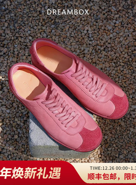 dreambox钧博高档轻奢多巴胺德训鞋蔷薇粉休闲鞋舒适透气女鞋