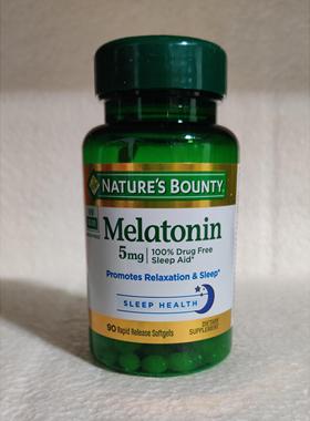 美国 Nature's Bounty Melatonin 褪黑素 睡眠片5mg*90粒